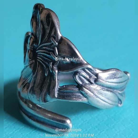 Vintage Daffodil Spoon Ring in Sterling Silver Luxury Designer Celebrity #138 - Picture 7 of 16